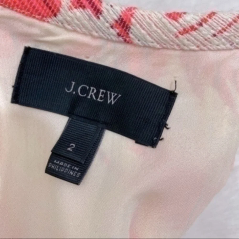 J. Crew Sun-Faded Tropical Sheath Sleeveless Pink/Cream Open Back Dress Size 2